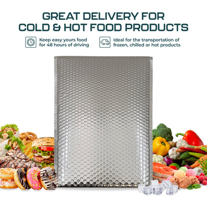 Silver Thermal Bubble Mailers 11x18” - 260/Box | Heavy-Duty Padded Envelopes for Hot & Cold Goods | 180 GSM | Leakproof, Waterproof, Tearproof